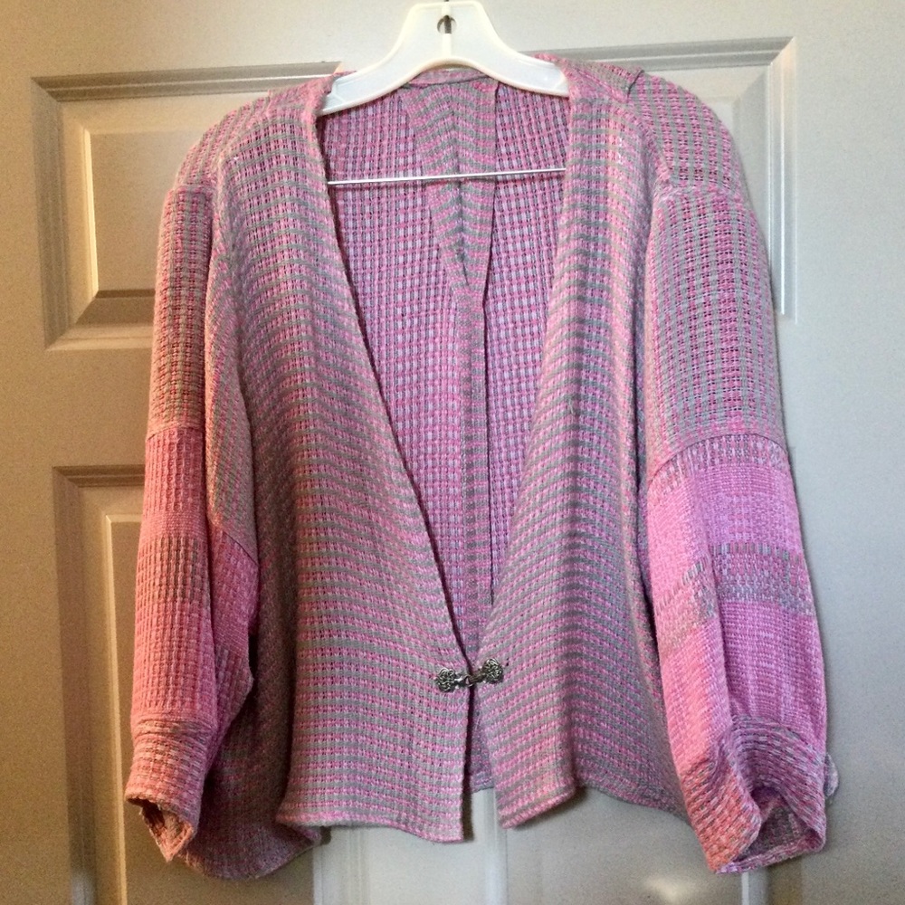HAND WOVEN of soft Bamboo yarn, DESIGNED & Seamstress HAND MADE Jacket sz XL.